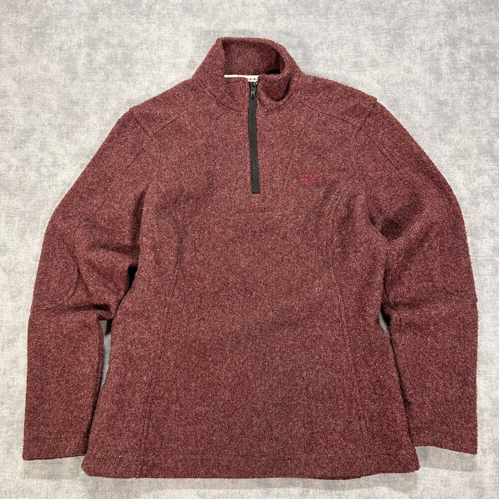 Stormy Kromer Wool Pullover Quarter Zip Wool Blend Fleece Burgundy Womens Small